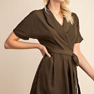 Olive Wrap Style Romper (NWT)